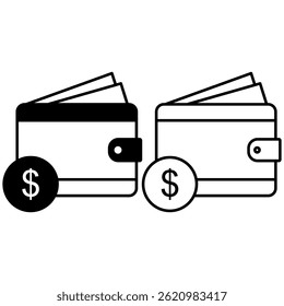 wallet icon, flat style pictogram icon, simple for mobile app ui or ux, sign logo symbol design vector illustration, isolated on white