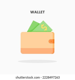 Wallet icon flat. Vector illustration on white background. Can used for web, app, digital product, presentation, UI and many more.