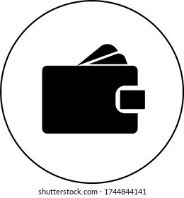 Icono de cartera. Diseño plano libre, vector blanco y negro.