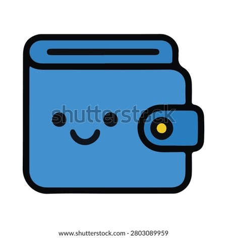Wallet icon with a friendly smiling face ideal for childrens financial apps or saving tools