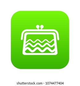 Wallet icon green vector isolated on white background