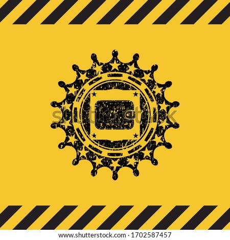 wallet icon grunge warning sign emblem. Vector Illustration. Detailed. 
