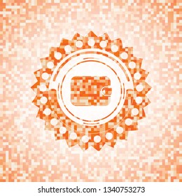 wallet icon inside abstract orange mosaic emblem