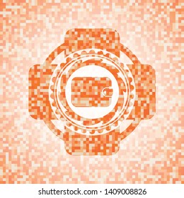 wallet icon inside abstract orange mosaic emblem