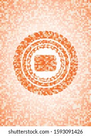 wallet icon inside abstract orange mosaic emblem