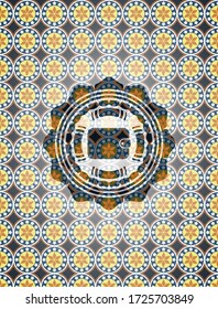 wallet icon inside arabesque emblem background. arabic decoration. 