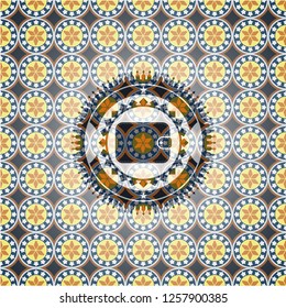 wallet icon inside arabesque style emblem. arabic decoration.
