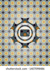 wallet icon inside arabesque style emblem. arabic decoration.