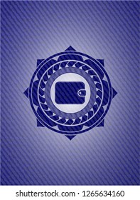 wallet icon inside badge with denim background