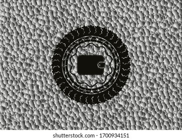 icono de billetera dentro del emblema negro con fondo de burbujas grises. Vintage. Ilustración vectorial. Detallado.