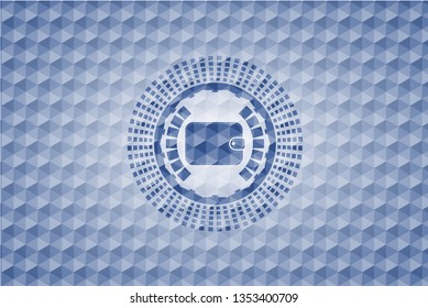 wallet icon inside blue badge with geometric pattern background.
