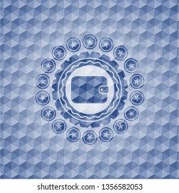 wallet icon inside blue badge with geometric pattern background.
