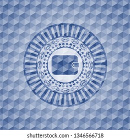 wallet icon inside blue polygonal badge.