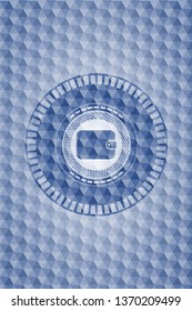 wallet icon inside blue polygonal badge.