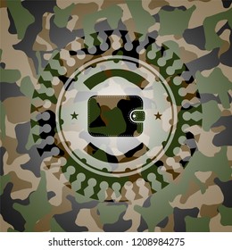 wallet icon inside camouflaged emblem
