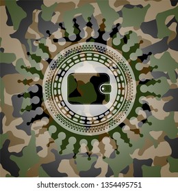 wallet icon inside camouflaged emblem