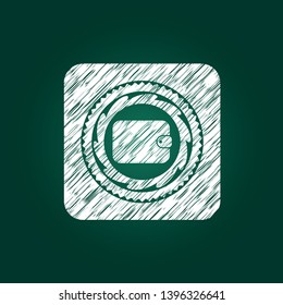 wallet icon inside chalk emblem