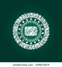 wallet icon inside chalk emblem