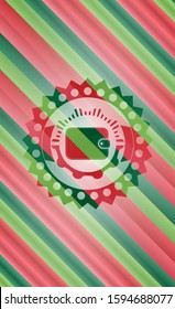 wallet icon inside christmas style emblem.