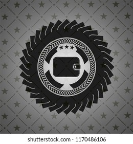 wallet icon inside dark emblem. Retro