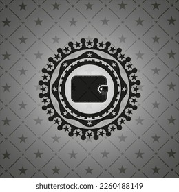 icono de cartera dentro del emblema oscuro. 
