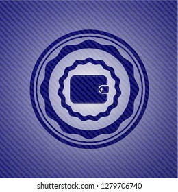 wallet icon inside emblem with jean texture