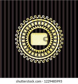 wallet icon inside gold emblem