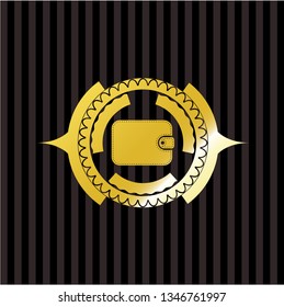 wallet icon inside gold emblem or badge