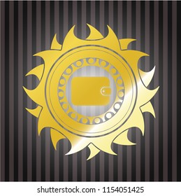 wallet icon inside gold shiny badge