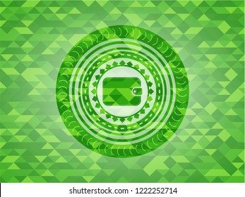 wallet icon inside green mosaic emblem