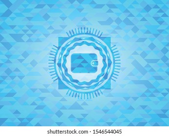 wallet icon inside light blue mosaic emblem