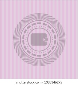 wallet icon inside pink emblem. Vintage.