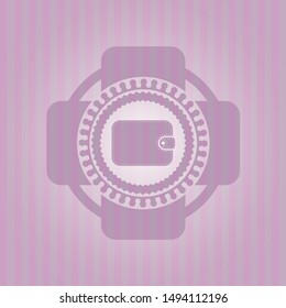 wallet icon inside pink emblem. Vintage.