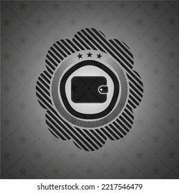 icono de cartera dentro de un emblema negro realista. 