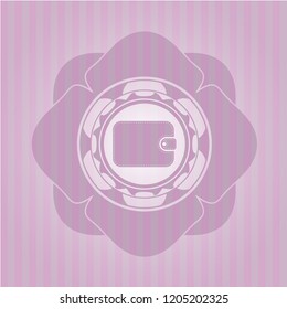 wallet icon inside realistic pink emblem