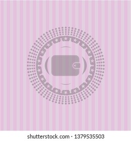 wallet icon inside realistic pink emblem