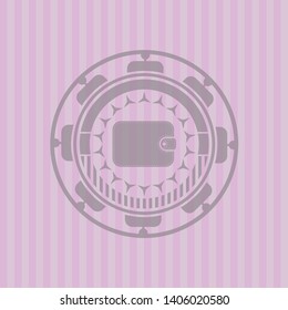 wallet icon inside realistic pink emblem