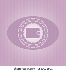 wallet icon inside realistic pink emblem