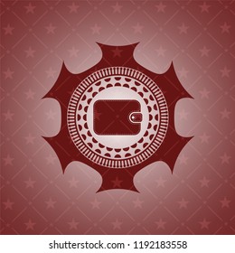 wallet icon inside realistic red emblem