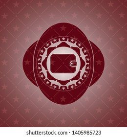 wallet icon inside realistic red emblem
