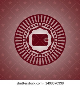 wallet icon inside realistic red emblem