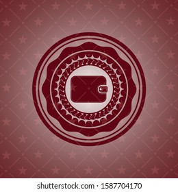 wallet icon inside realistic red emblem