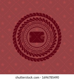 wallet icon inside realistic red emblem