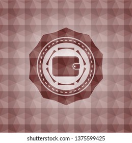 wallet icon inside red badge with geometric background. Seamless.