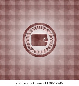 wallet icon inside red seamless badge with geometric pattern background.