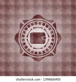 wallet icon inside red seamless badge with geometric background.