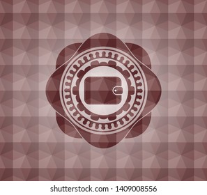wallet icon inside red seamless badge with geometric pattern background.