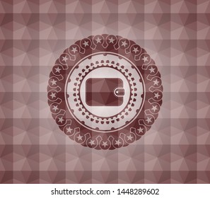 wallet icon inside red seamless badge with geometric pattern.