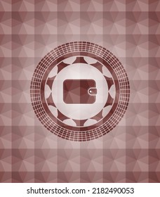 Portemonnaie-Symbol in rotem, nahtlosem geometrischem Abzeichen. 