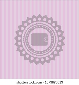 wallet icon inside retro pink emblem
